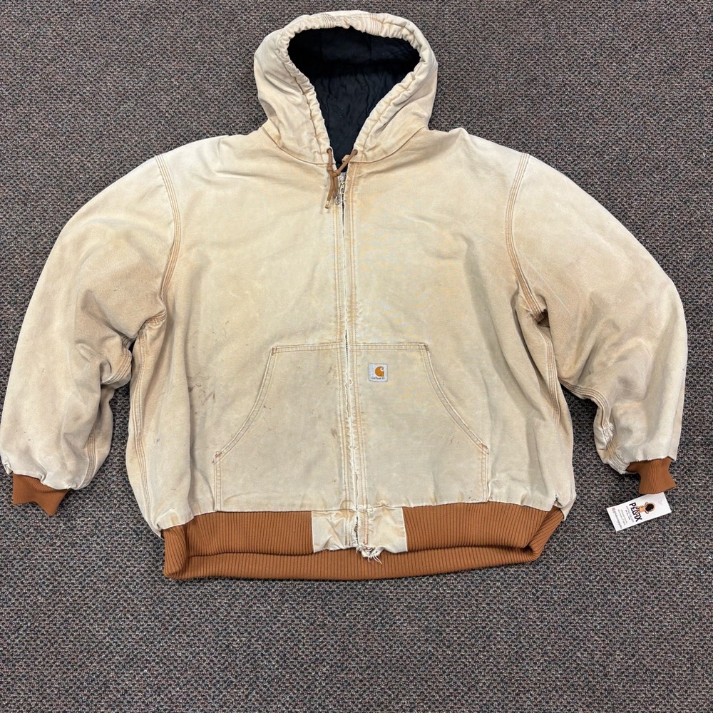 Vintage Tan Carhartt Men’s Hooded Jacket Size 3XL